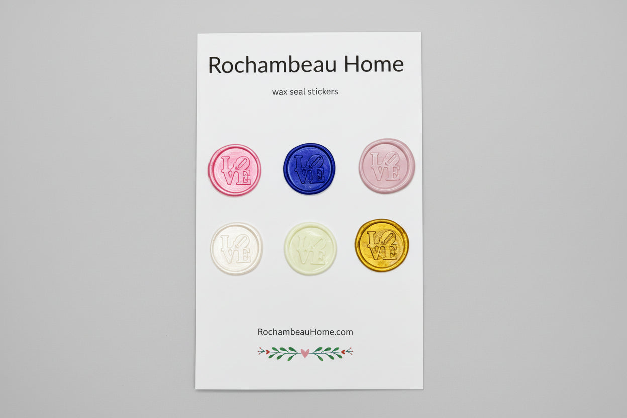 LOVE Letter wax seal stickers created by Rochambeau Home in a solid multicolor theme