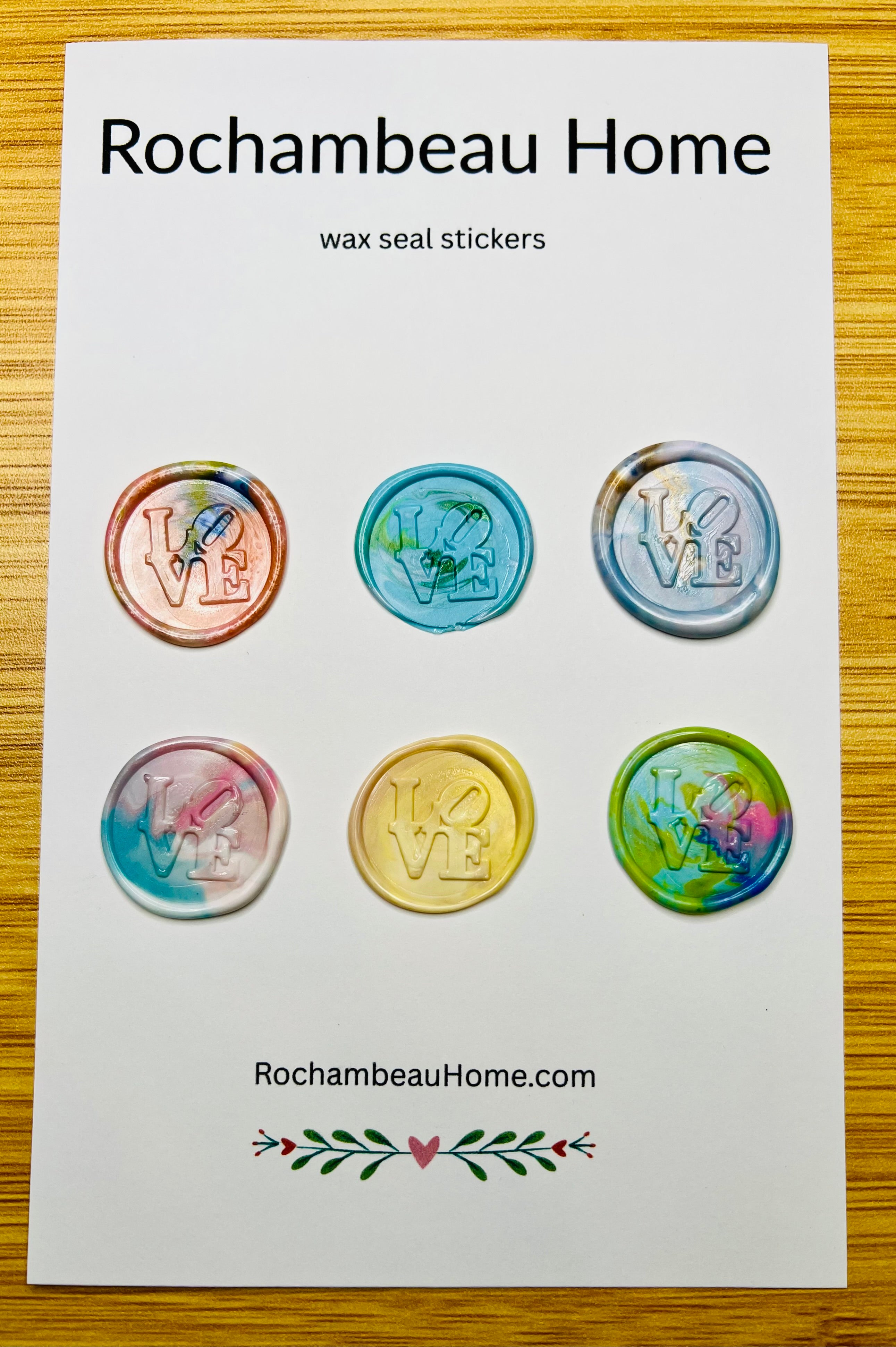 LOVE Letter wax seal stickers in a rainbow multicolor theme