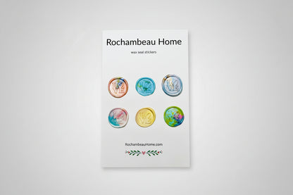 LOVE Letter wax seal stickers created by Rochambeau Home in a rainbow multicolor theme