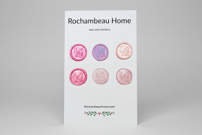 LOVE Letter wax seal stickers created by Rochambeau Home in a pink theme
