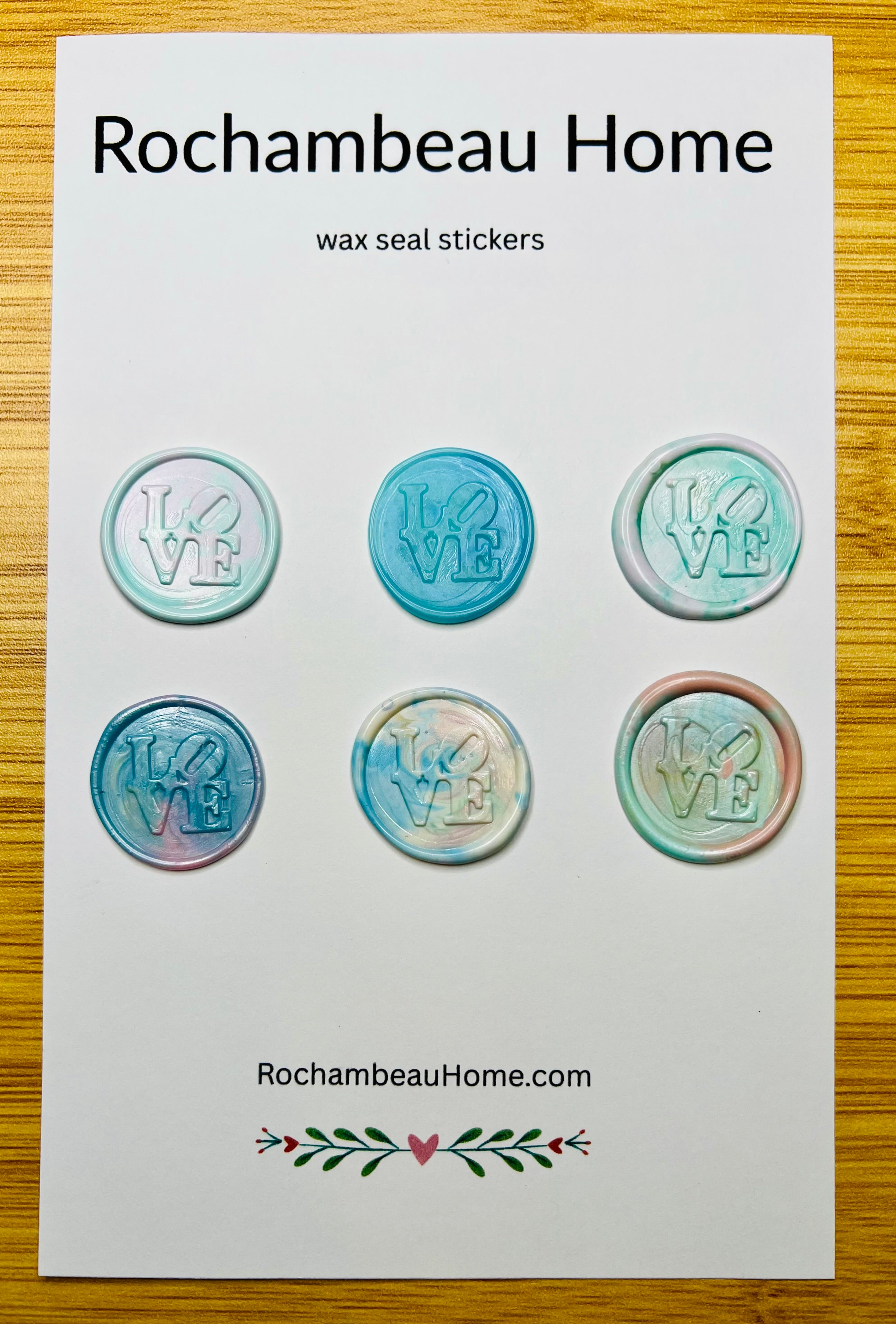 LOVE Letter wax seal stickers in a blue theme