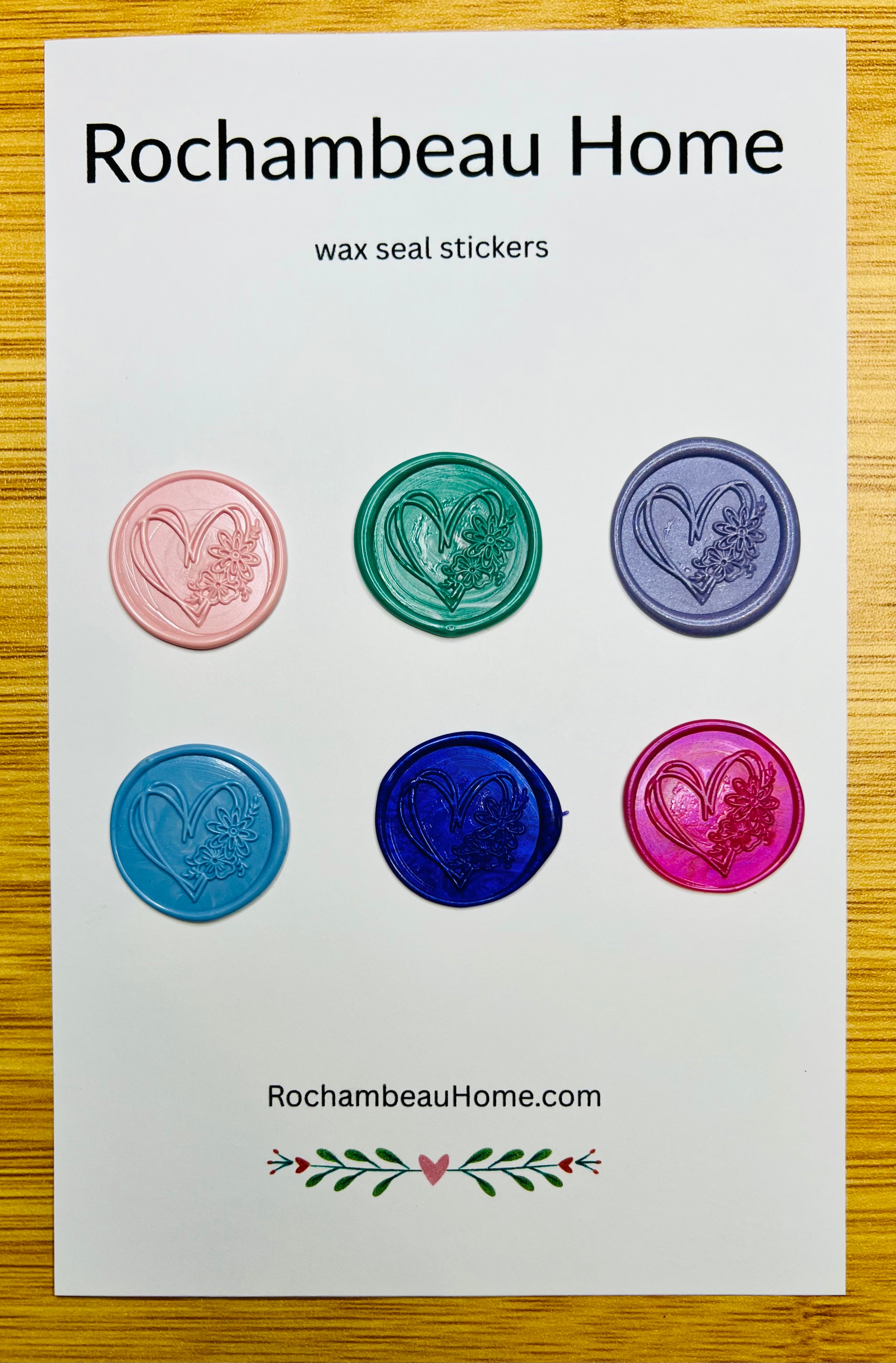 Wildhearted – Floral Heart wax seal stickers in a solid multicolor theme