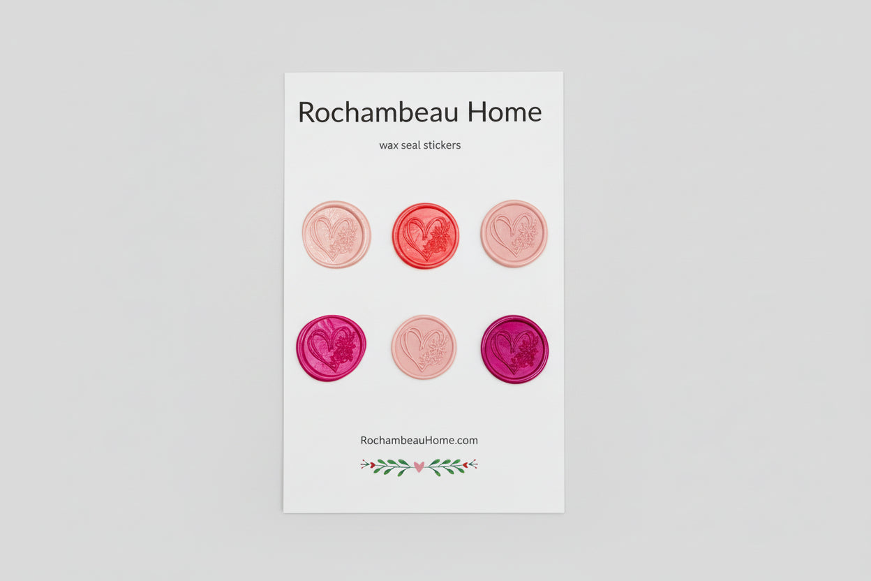 Wildhearted – Floral Heart wax seal stickers created by Rochambeau Home in a pink theme