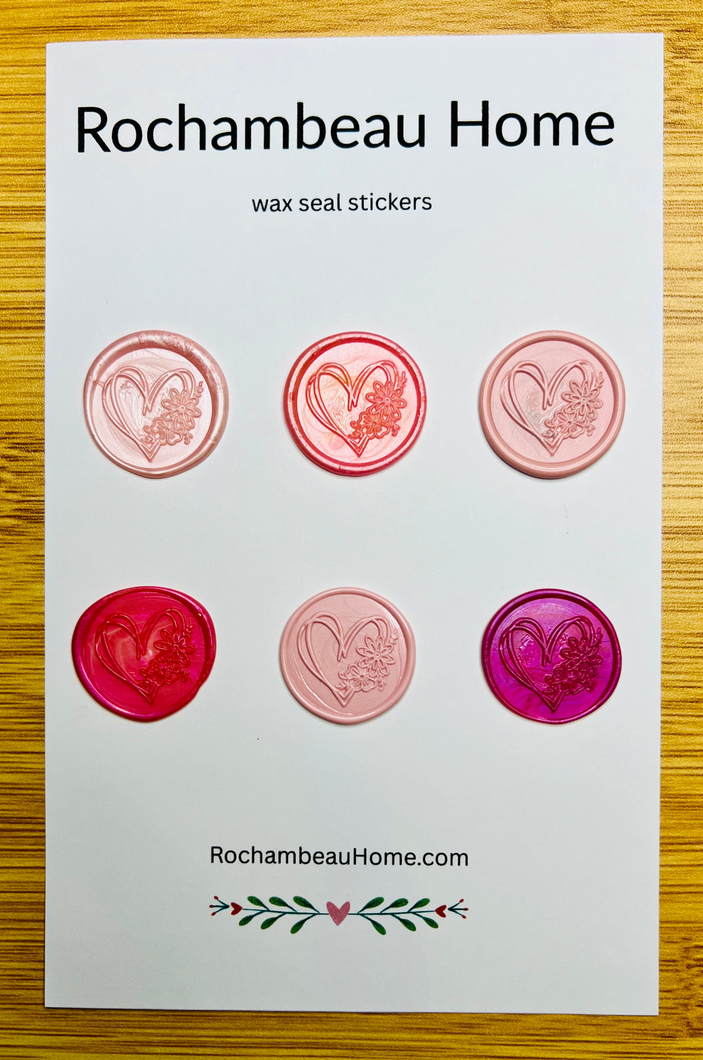 Wildhearted – Floral Heart wax seal stickers in a pink theme