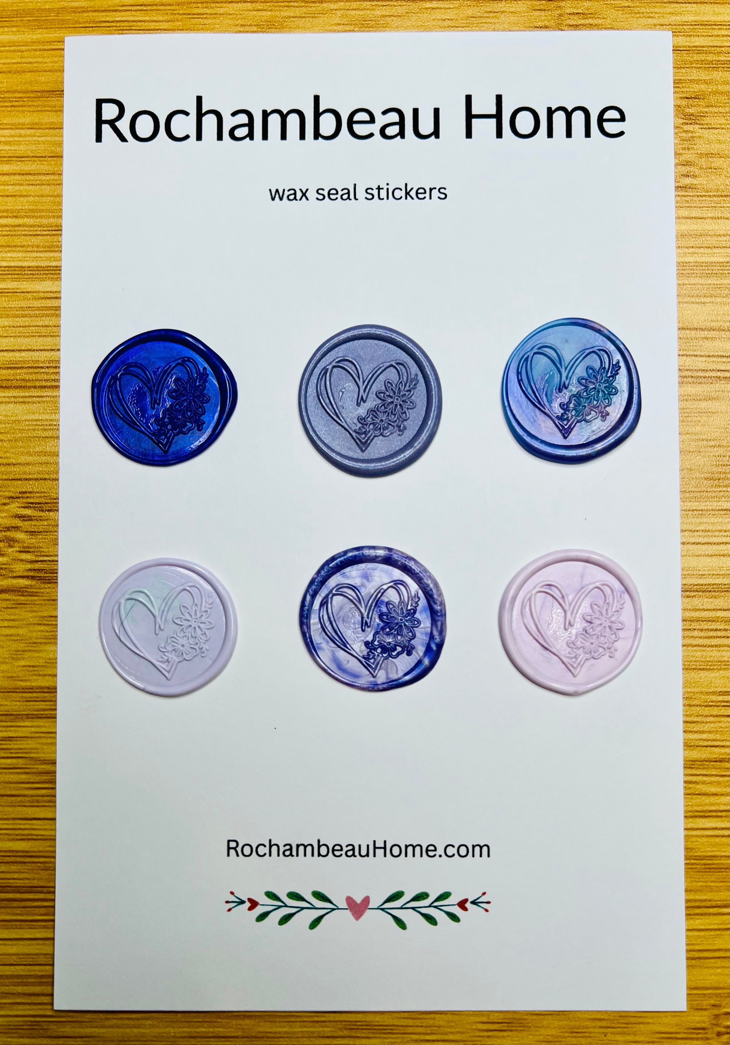 Wildhearted – Floral Heart wax seal stickers in a purple theme