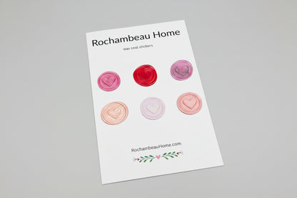 Sealed with Feeling – 3D Heart wax seal stickers created by Rochambeau Home in a pink theme