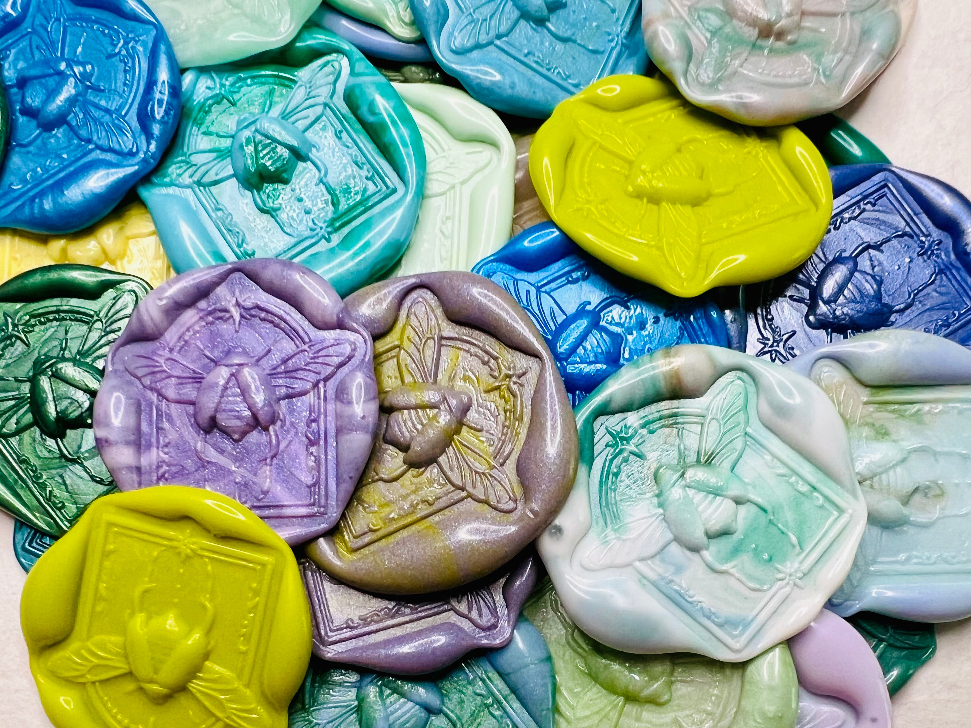 Colorful Scarab Beetle wax seal stickers - each bag is a mystery as to which wax seal stickers you will receive! 