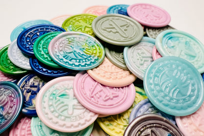 Close up view of the Vintage-Inspired Air Mail wax seal stickers