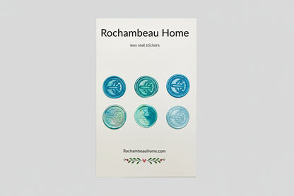 Vintage-Inspired Airplane wax seal stickers created by Rochambeau Home  in a blue theme