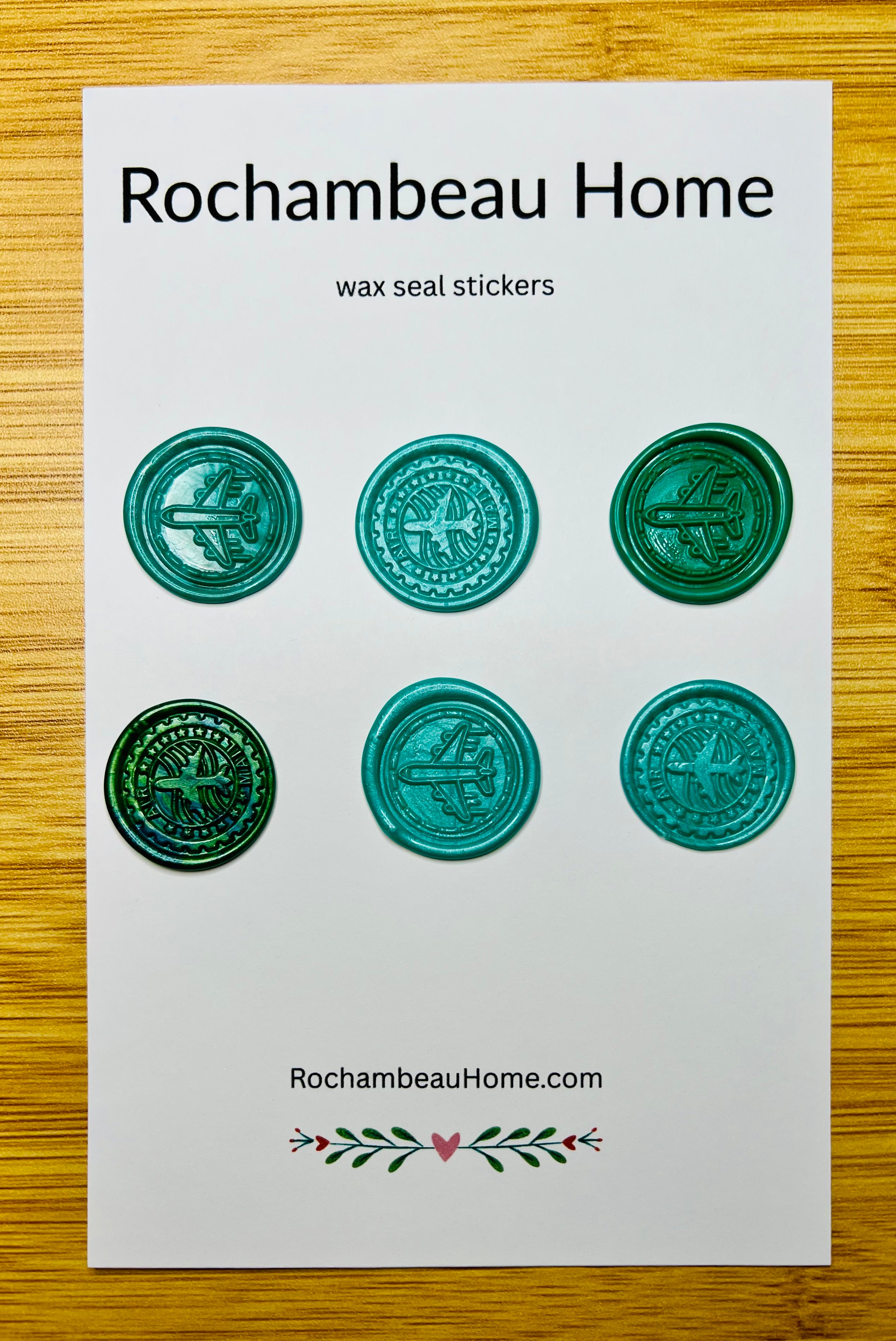Airmail Wax Seal Stickers – Vintage Airplane Design (6 Pack) Handmade Multicolor Accents for Letters & Gifts
