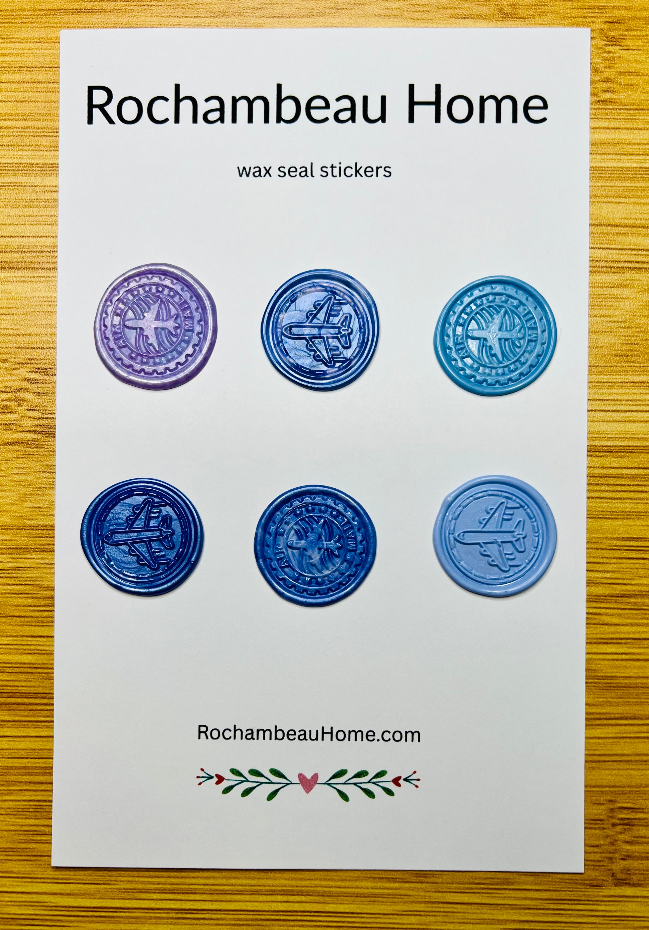 Airmail Wax Seal Stickers – Vintage Airplane Design (6 Pack) Handmade Multicolor Accents for Letters & Gifts