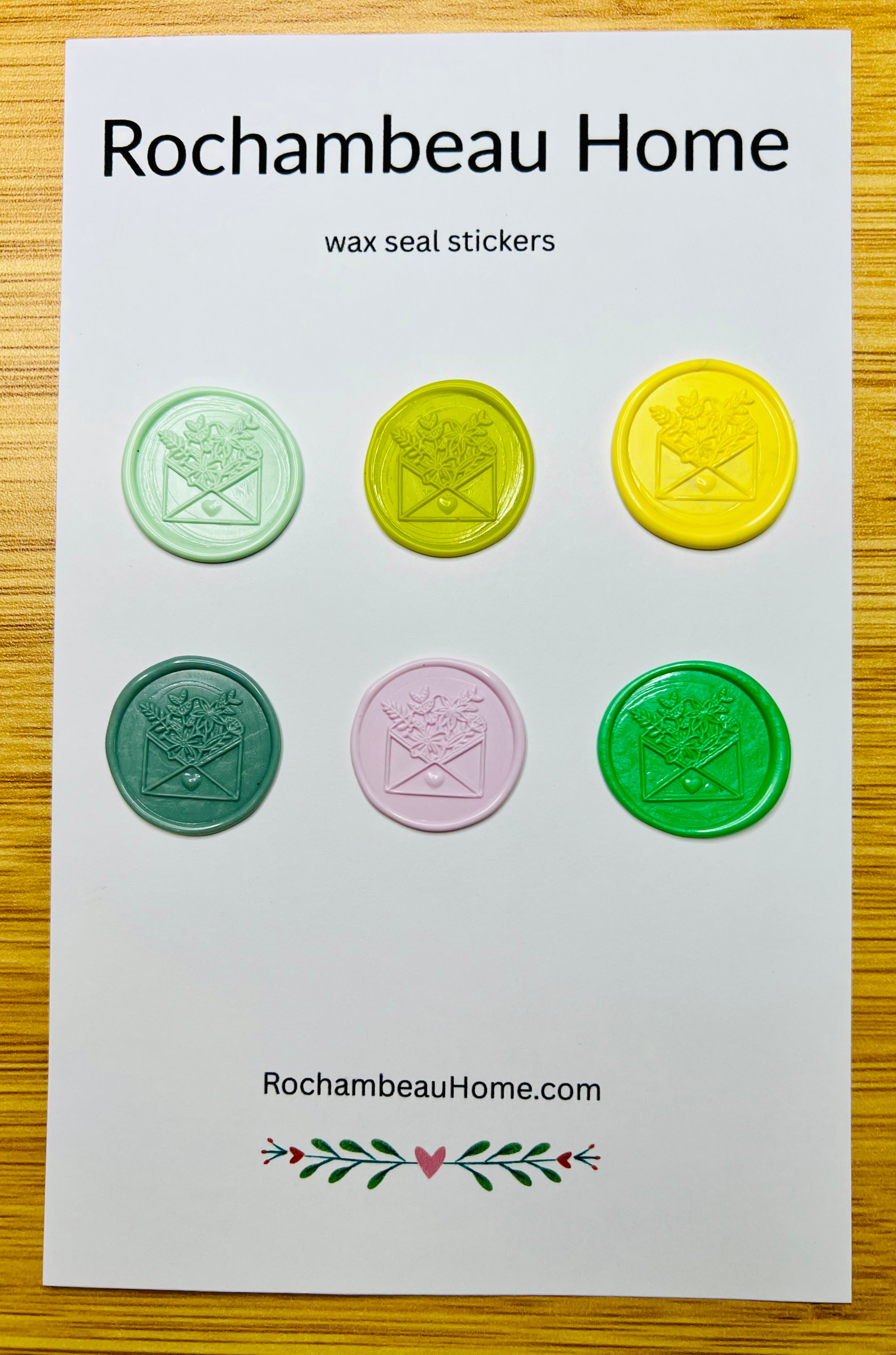 Cottagecore Floral Envelope wax seal stickers in a solid multicolor theme