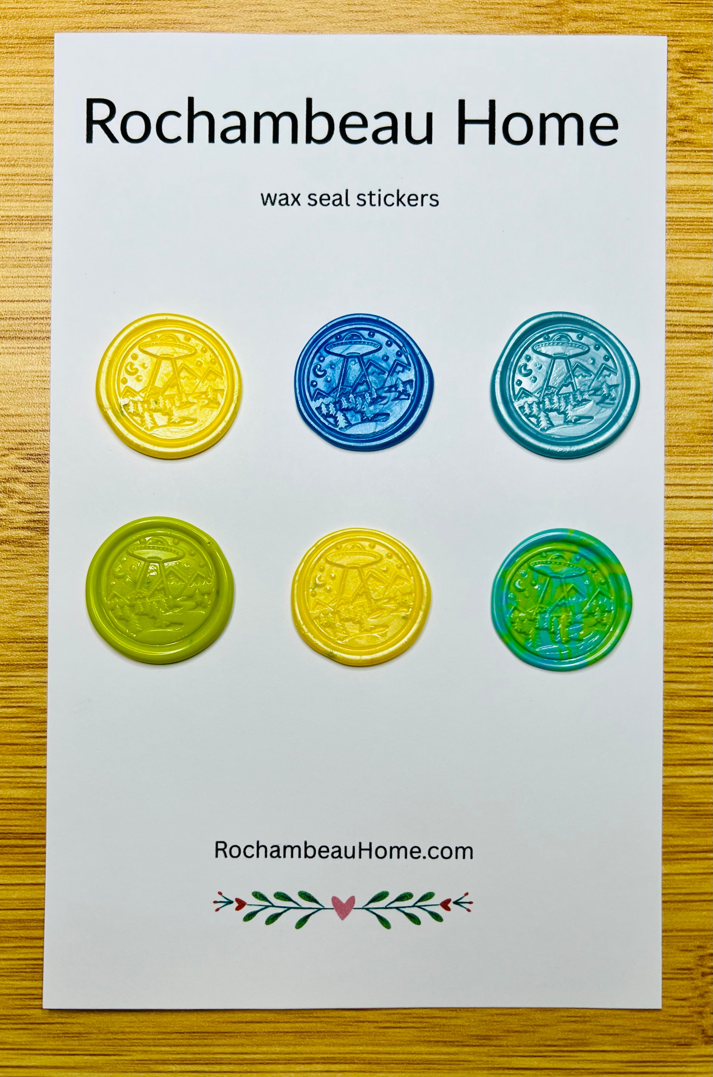 Out of This World UFO Wax Seal Stickers – Multicolor Space-Themed Seals (6 or 9 Pack) Handmade Cosmic Accents for Letters & Gifts