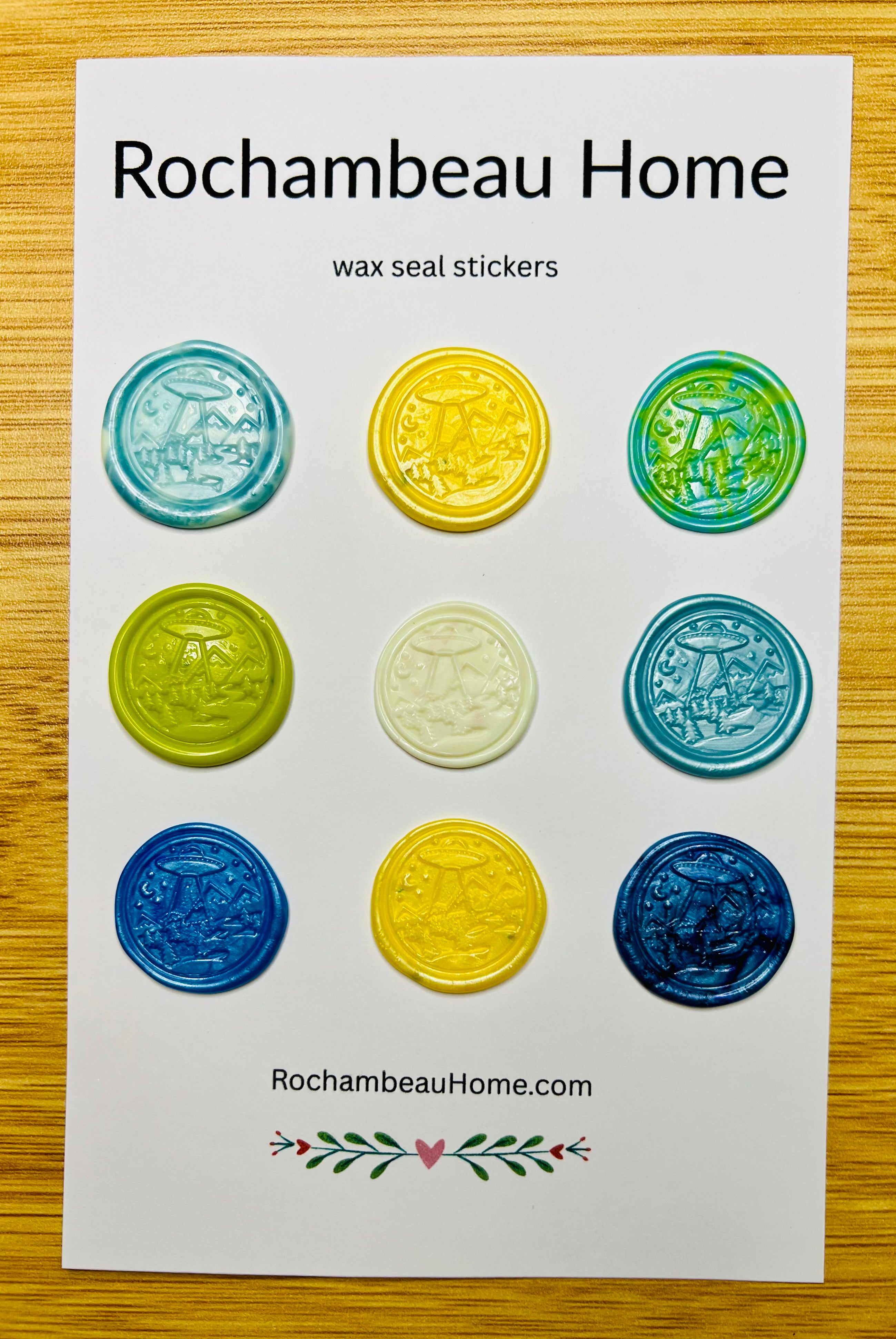 Out of This World UFO Wax Seal Stickers – Multicolor Space-Themed Seals (6 or 9 Pack) Handmade Cosmic Accents for Letters & Gifts