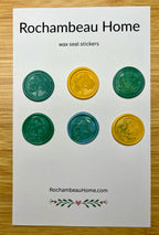 Ancient Elegance Ginkgo wax seal stickers displayed on a 6 pack card