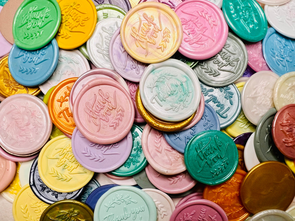 Stamped with Gratitude: Handcrafted “Thank You” wax seal stickers come in two different styles