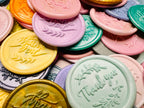Close up view of Style 1 - Stamped with Gratitude: Handcrafted “Thank You” wax seal stickers