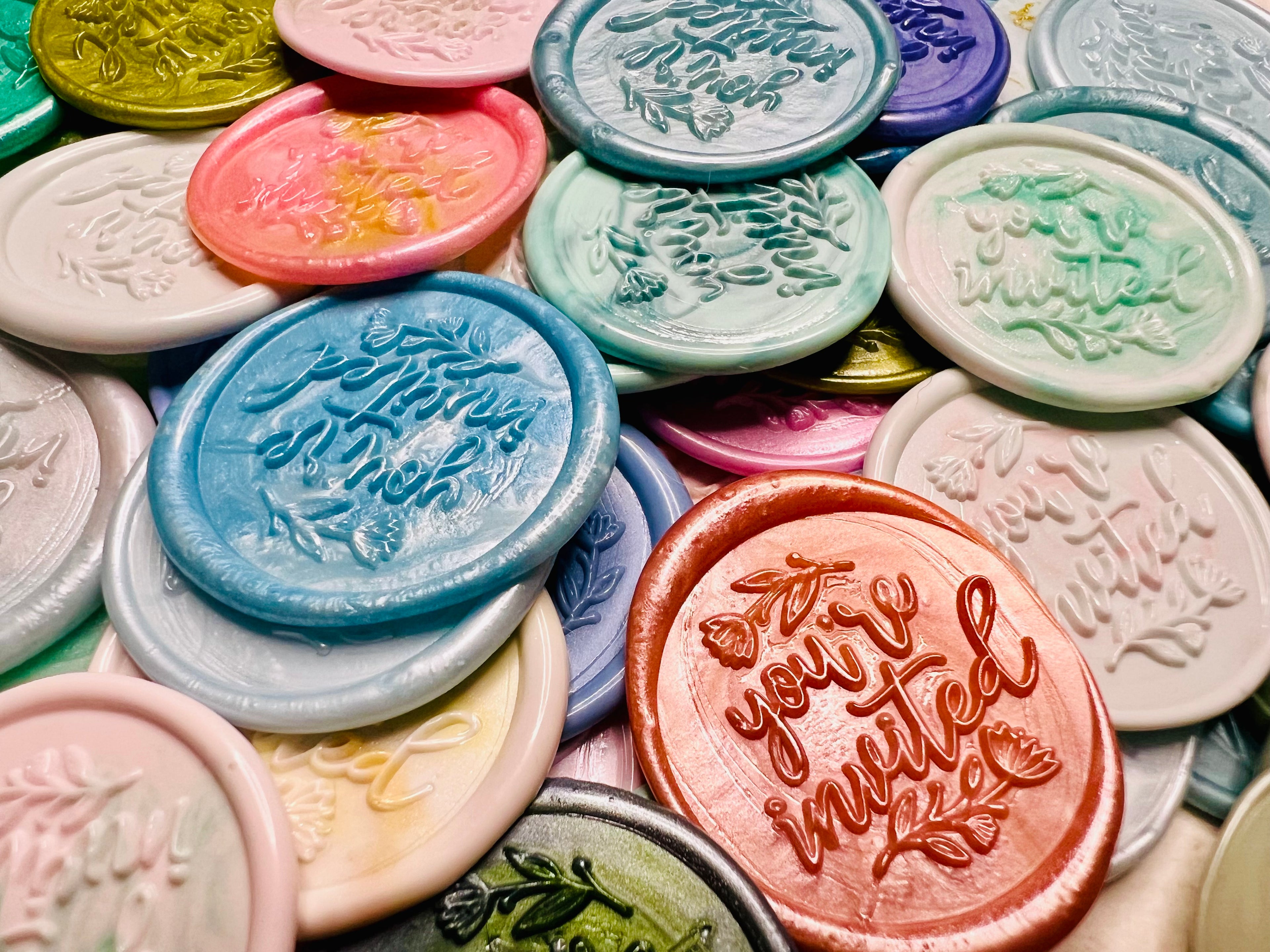 Handcrafted “You’re Invited” wax seal stickers are a perfect pair with your party invatations