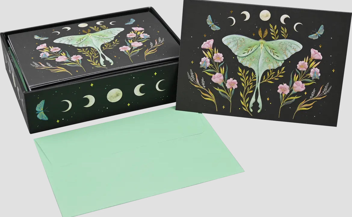 Set of 14 Lunar Moth Note Cards