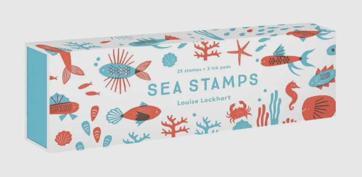 Sea Stamps gift box comes with 25 stamps and 2 ink pads