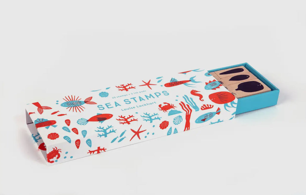 Sea Stamps packaging designed by Louise Lockhart with playful underwater illustrations
