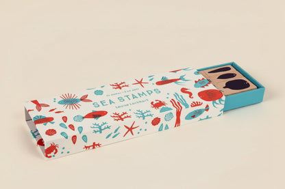 Sea Stamps packaging designed by Louise Lockhart with playful underwater illustrations