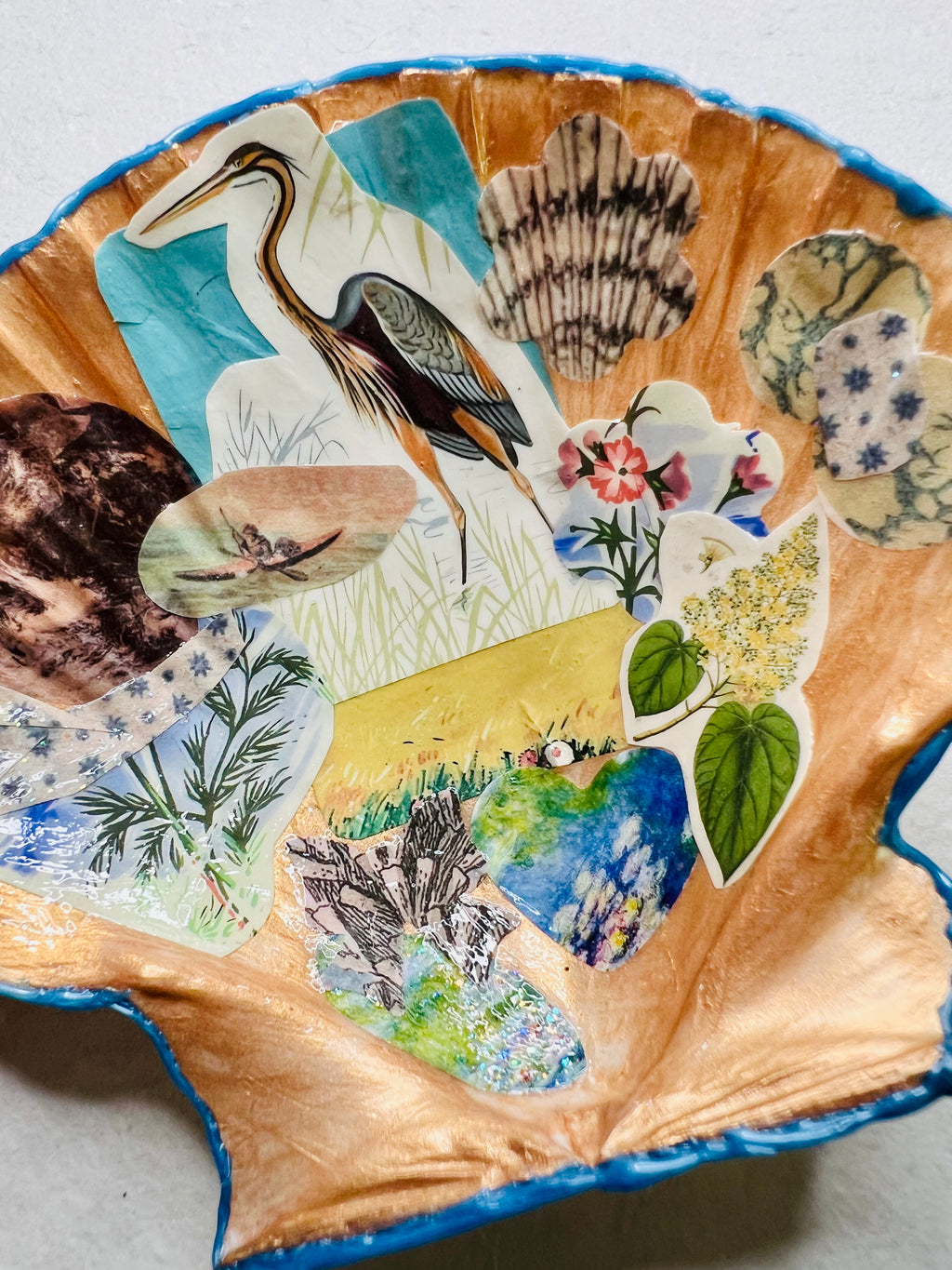 Serene coastal-inspired dish with blue wax detail