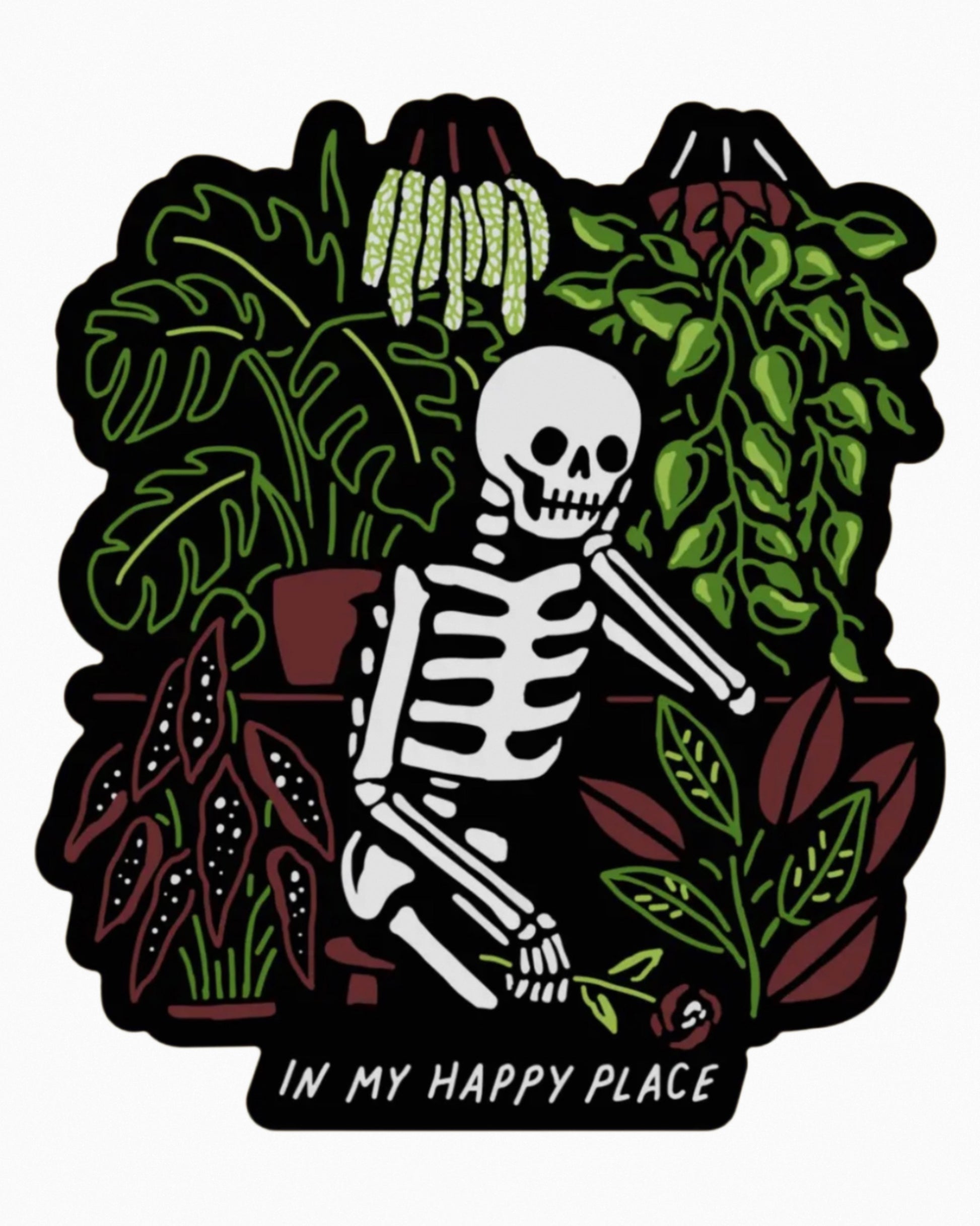 Even the Afterlife Needs a Little Greenery sticker on laptop, water bottle, and car