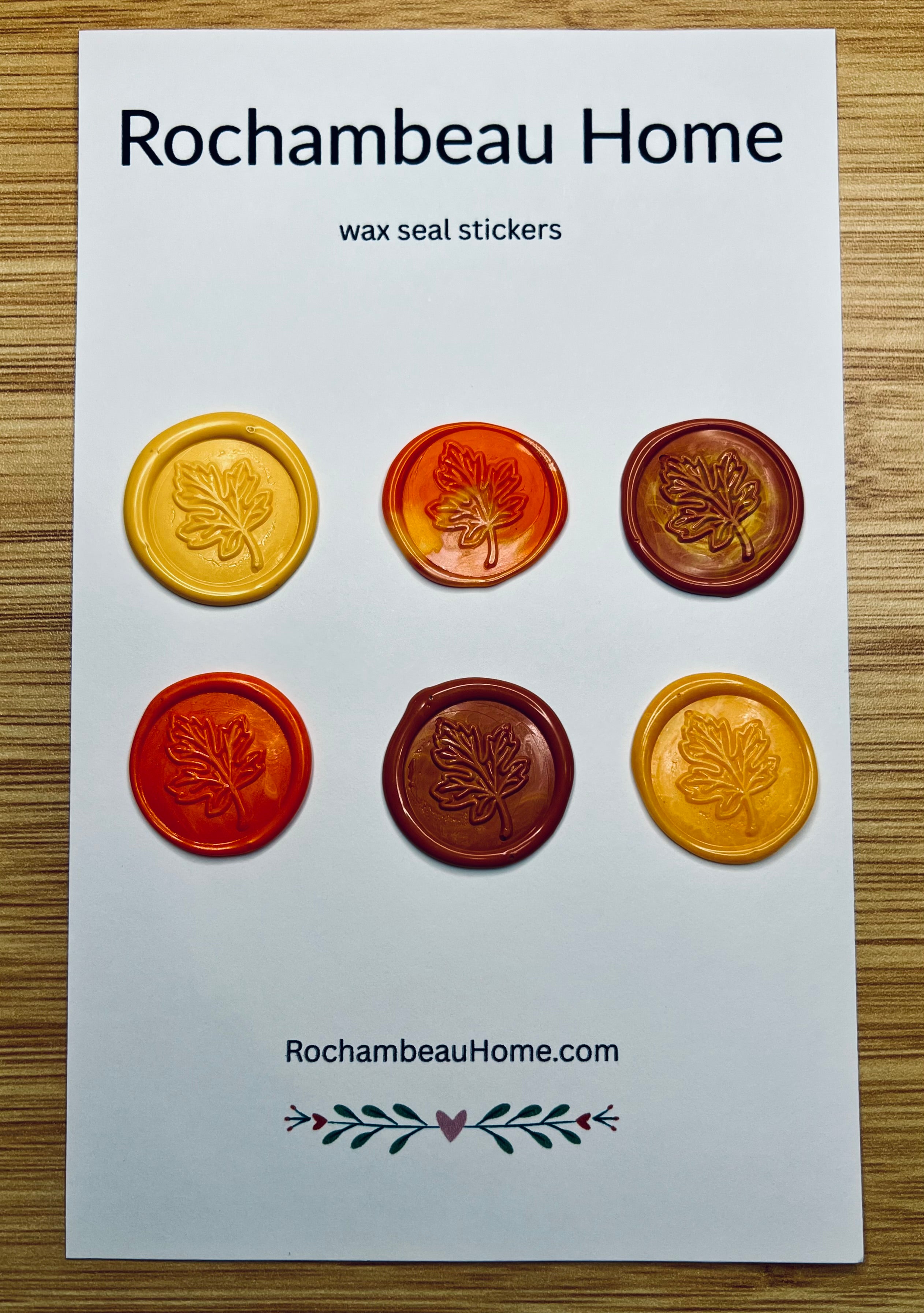 6 pack card of Falling for You Maple Leaf Wax Seal Stickers in the combo color