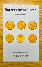 6 pack card of the Golden Harvest Oak Leaf & Acorn Wax Seal Stickers in a yellow theme