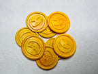 Angry Pumpkin wax seal stickers in a Yellow Theme