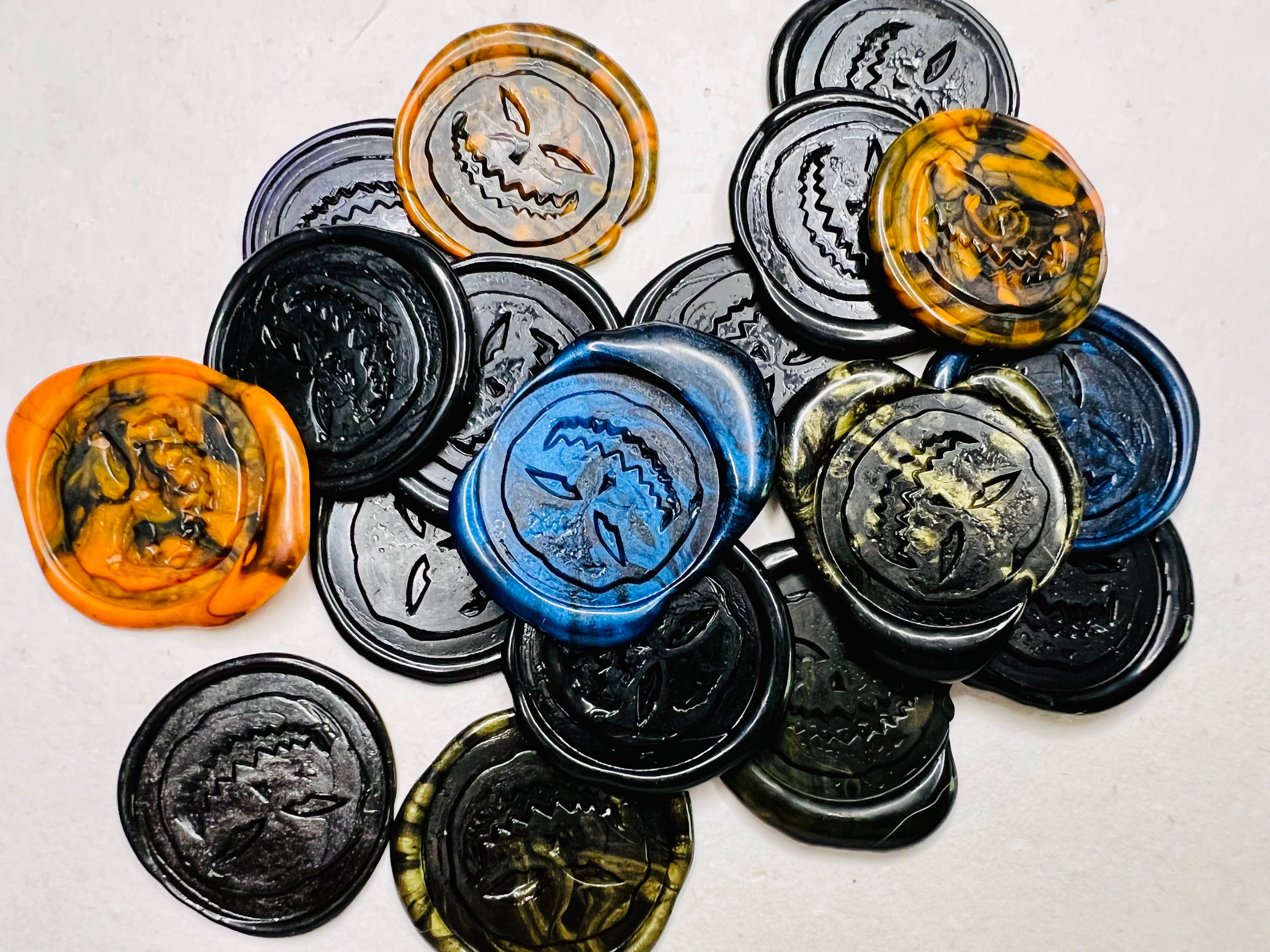 Angry Pumpkin wax seal stickers in a Black Color Combination Theme