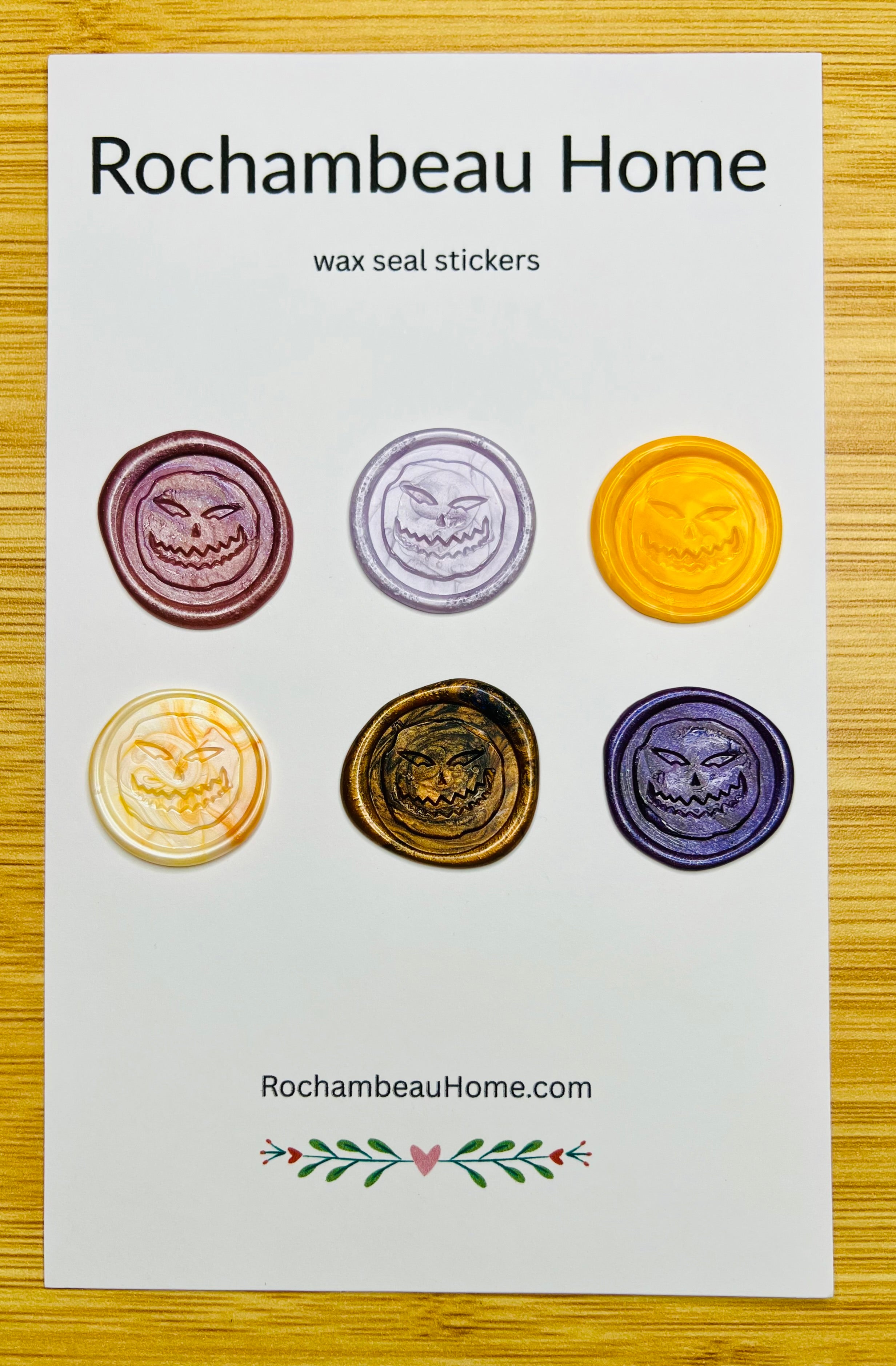 6 Pack Card of Angry Pumpkin wax seal stickers  in a Multicolor Theme
