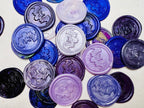Close up view of the Spooky Bat Wax Seal Stickers in a Purple Theme 