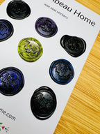 Side view of a 9 pack card of the Bat embossed wax seal stickers
