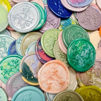 Close up view of the Bright Star Constellation Wax Seal Stickers in various colors