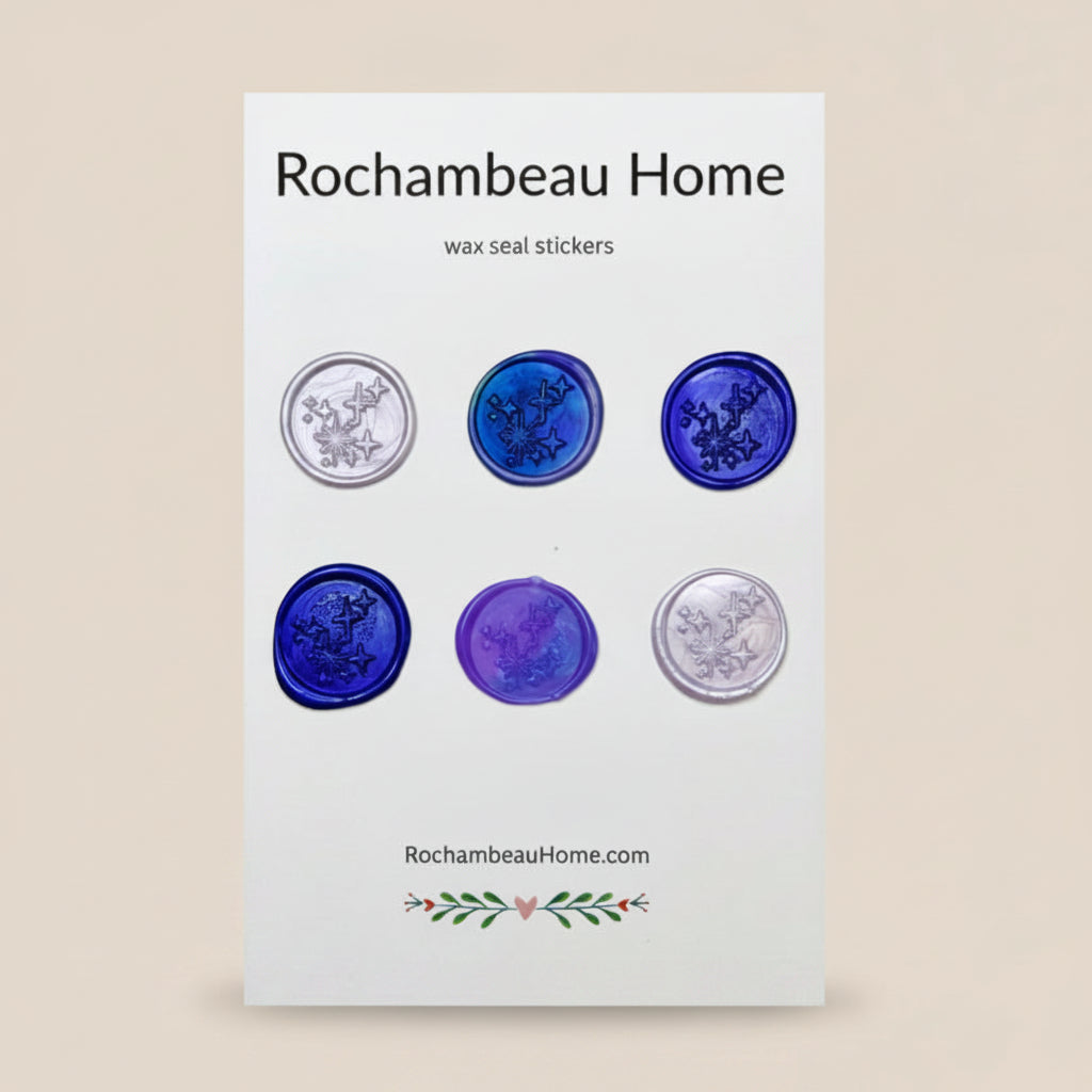 6 Pack Card of the Bright Star Constellation Wax Seal Stickers created by Rochambeau Home in a Purple Theme