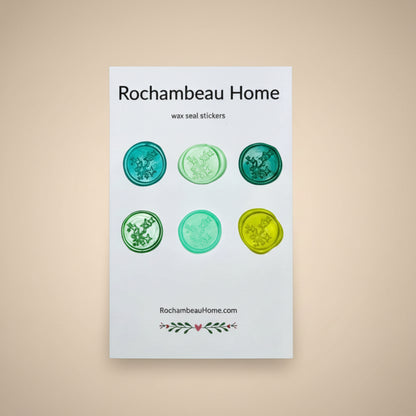 6 Pack Card of the Bright Star Constellation Wax Seal Stickers created by Rochambeau Home in a Green Theme