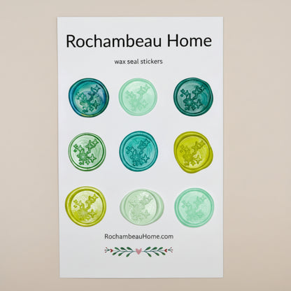 9 Pack Card of the Bright Star Constellation Wax Seal Stickers created by Rochambeau Home in a Green Theme