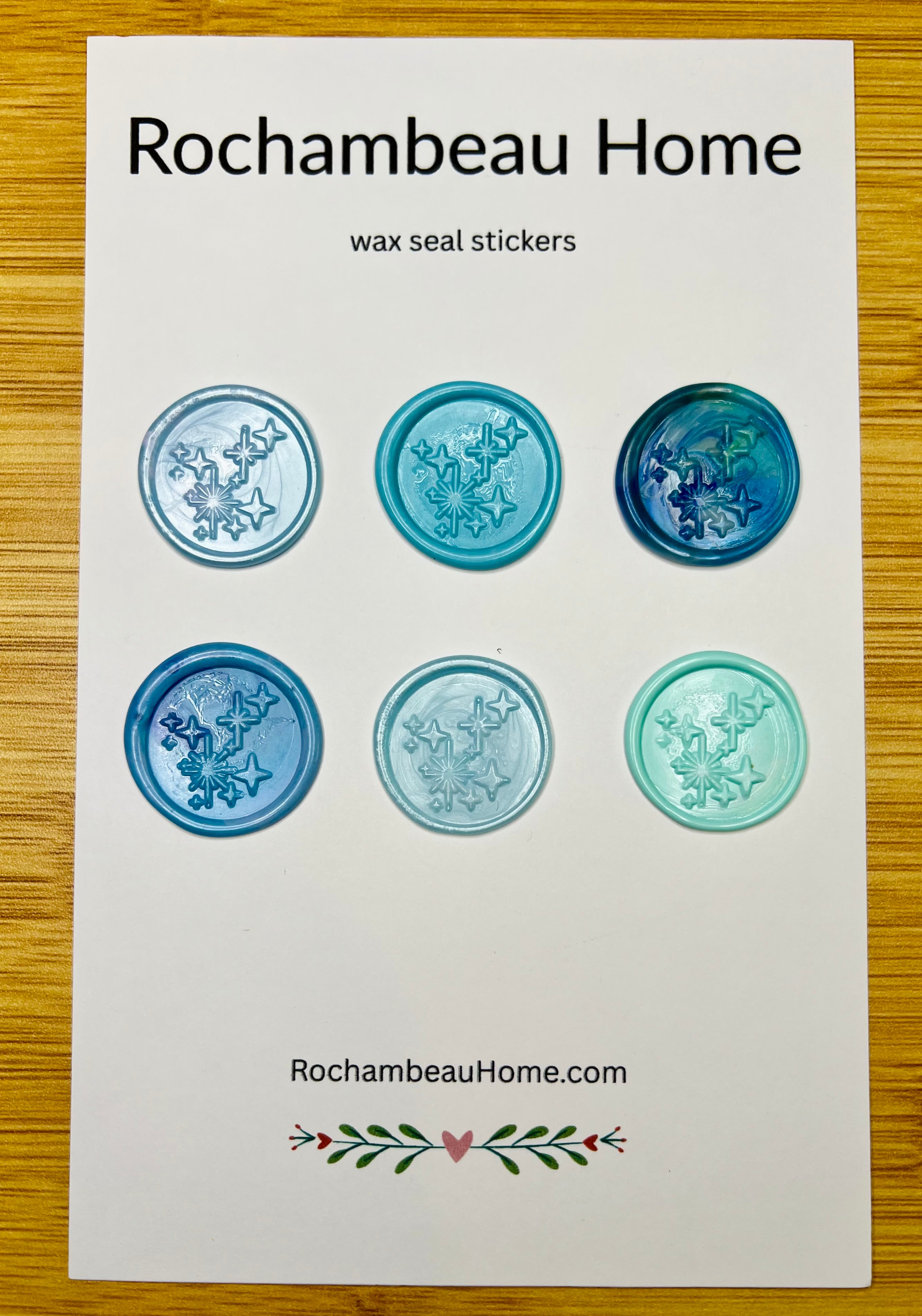 6 Pack Card of the Bright Star Constellation Wax Seal Stickers in a Blue Theme