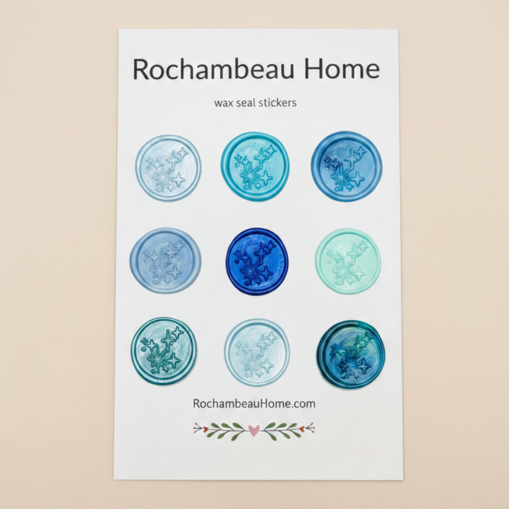 9 Pack Card of the Bright Star Constellation Wax Seal Stickers created by Rochambeau Home in a Blue Theme