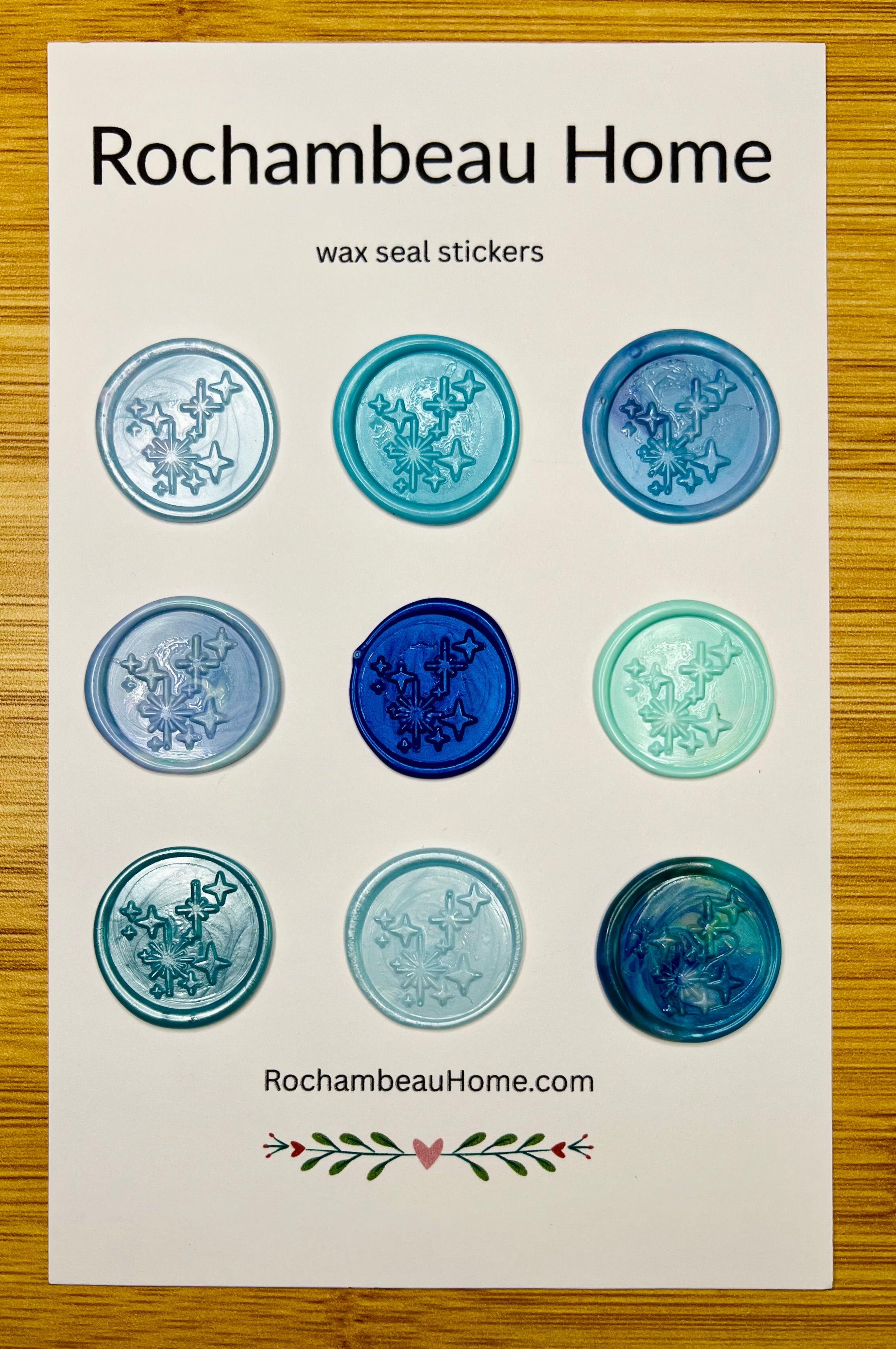 9 Pack Card of the Bright Star Constellation Wax Seal Stickers in a Blue Theme