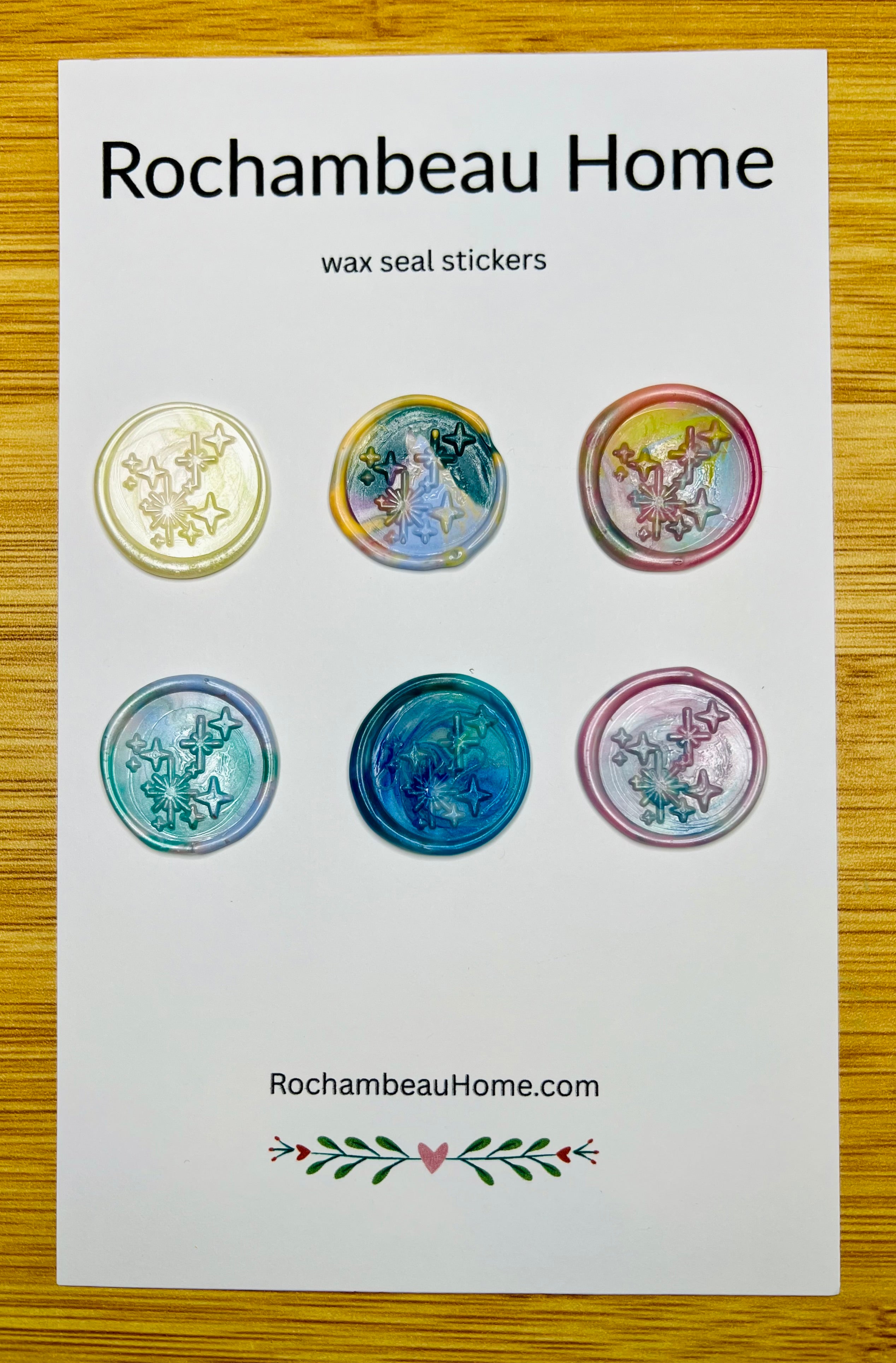 6 Pack Card of the Bright Star Constellation Wax Seal Stickers in a Multicolor Theme