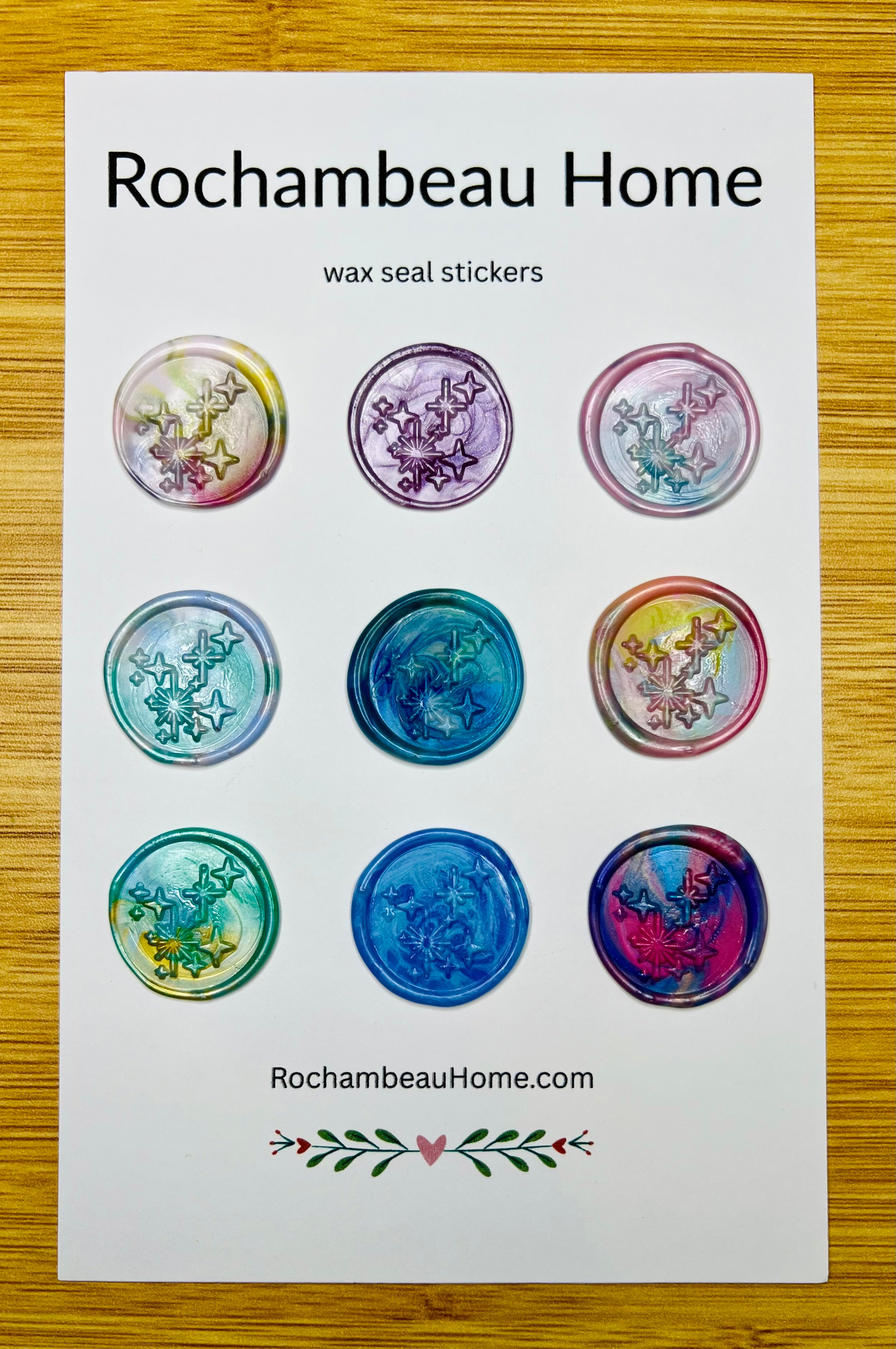 9 Pack Card of the Bright Star Constellation Wax Seal Stickers in a Multicolor Theme