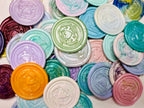 Close up view of the Heart & Hand Wax Seal Stickers in various colors