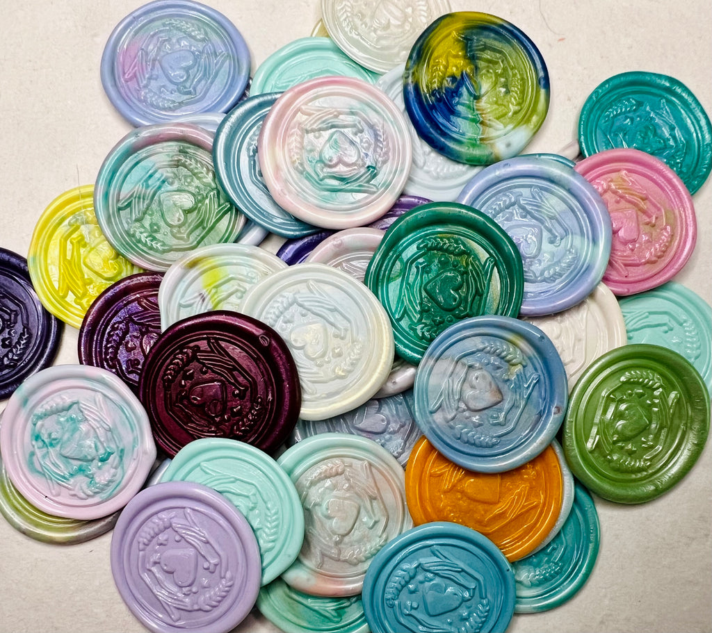 Each wax seal is made from recycled wax to capture a "one of a kind" wax seal sticker for every card