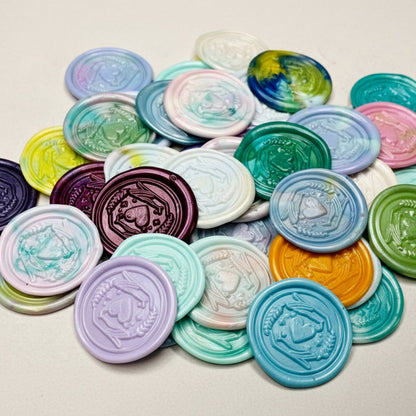 Each wax seal is made from recycled wax to capture a "one of a kind" wax seal sticker for every card