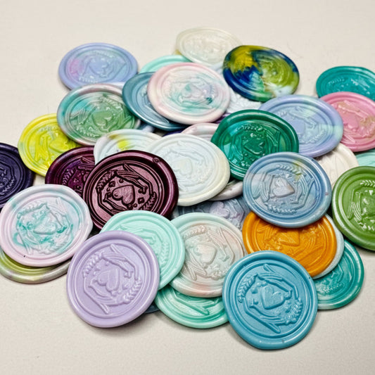 Each wax seal is made from recycled wax to capture a "one of a kind" wax seal sticker for every card