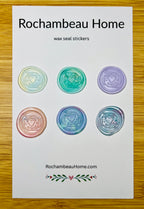 6 Pack Card of the Heart & Hand Wax Seal Stickers in various colors