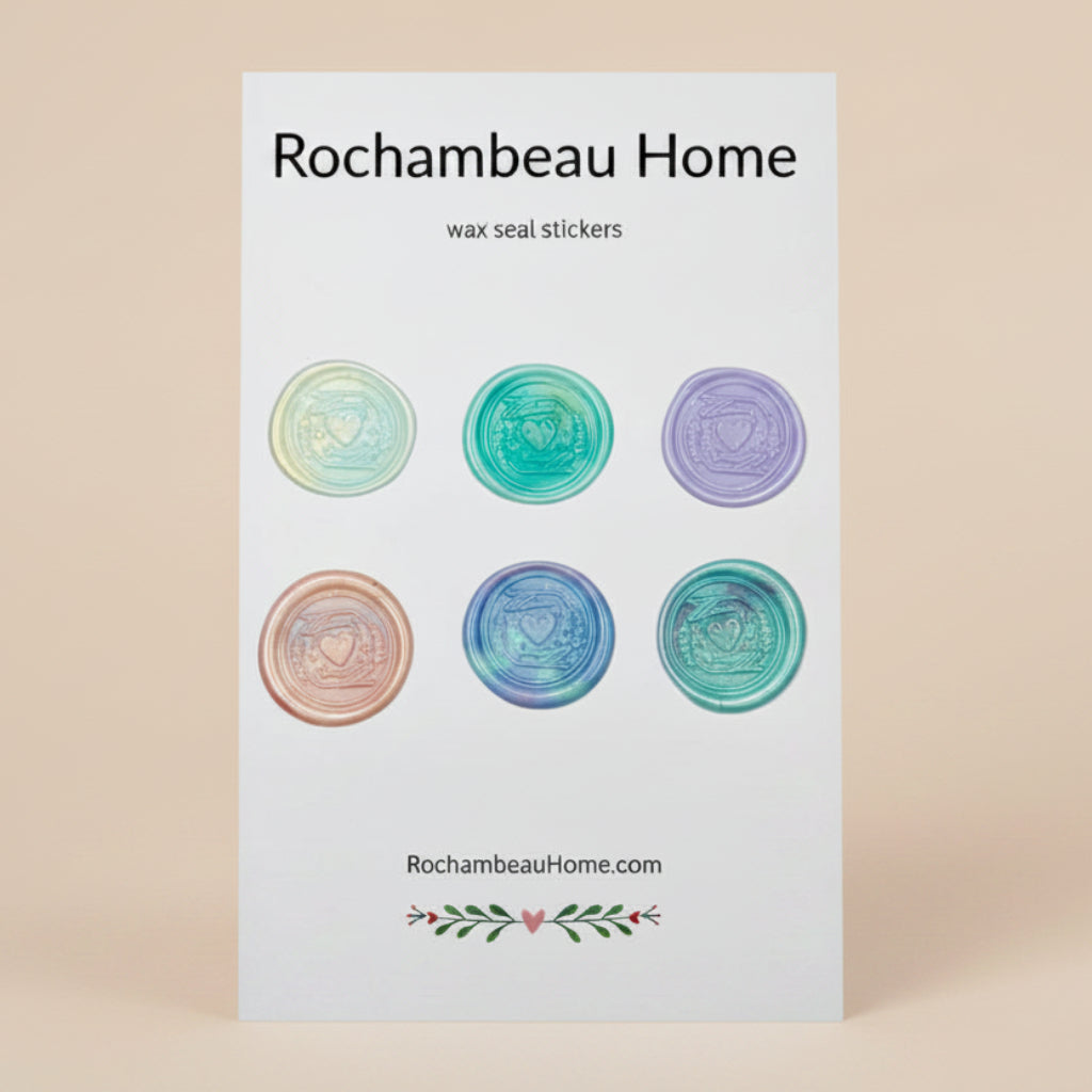 6 Pack Card of the Heart & Hand Wax Seal Stickers created by Rochambeau Home in various colors